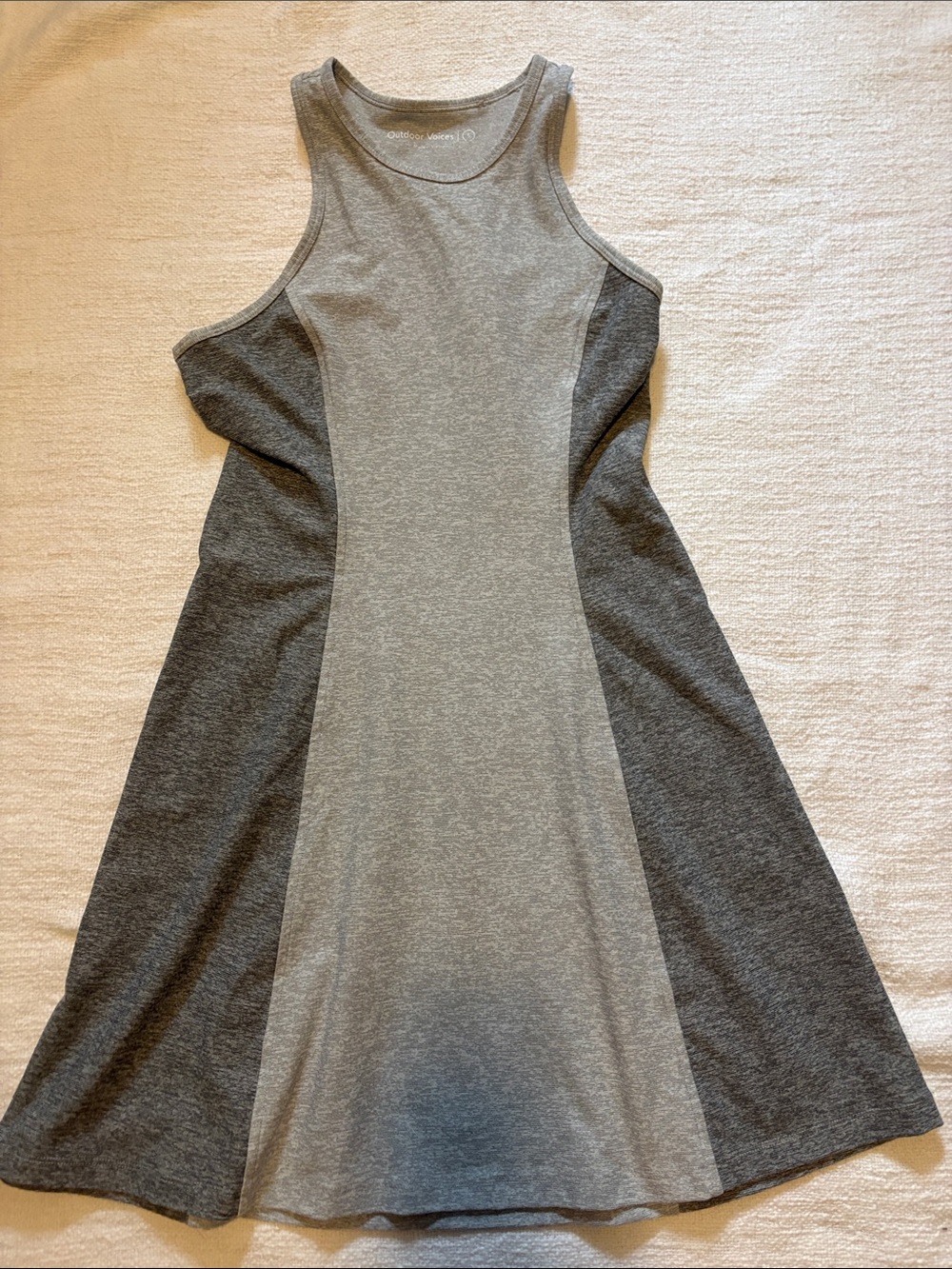 Gray Two-Tone Racerback A-Line Dress